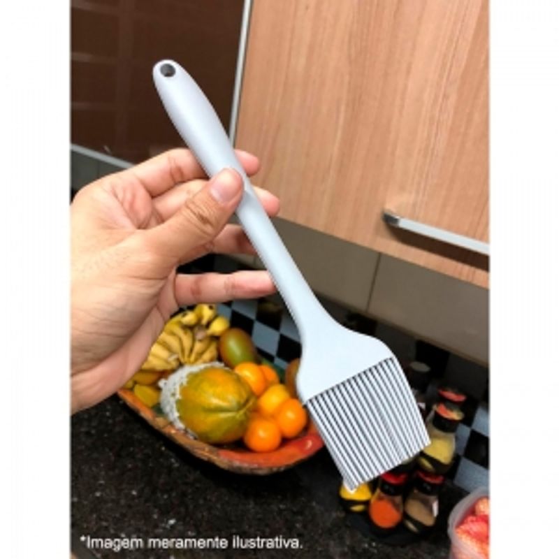 Pincel Culinário de Silicone Cinza Claro 20,5x3,5cm
