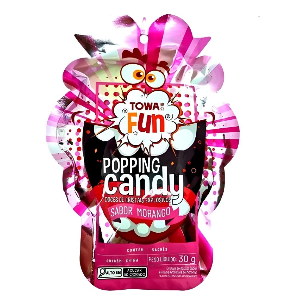 Bala Explosiva Popping Candy Morango Towa Fun 30g