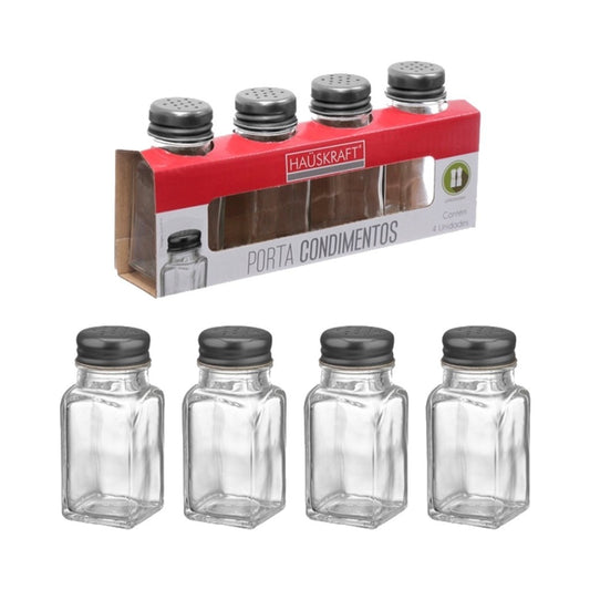 Porta Condimento Preto 4 Peças Hauskraft