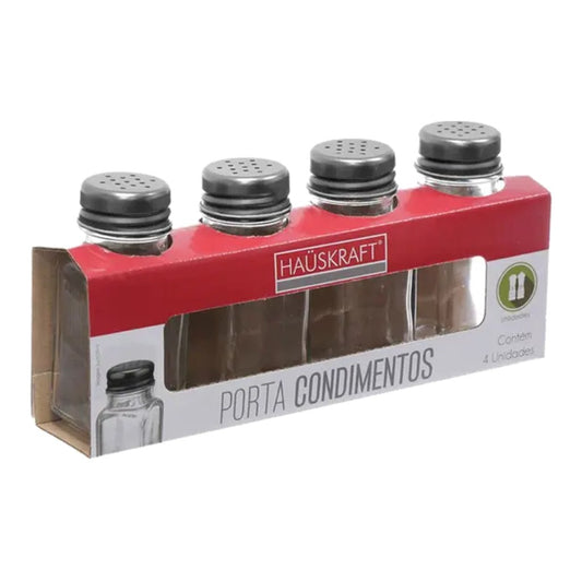 Porta Condimento Preto 4 Peças Hauskraft