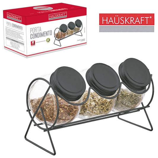 Porta Condimento com Suporte 3 Potes Hauskraft