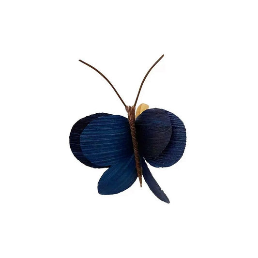 PORTA GUARDANAPO BORBOLETA PALHA AZUL 10,5CM