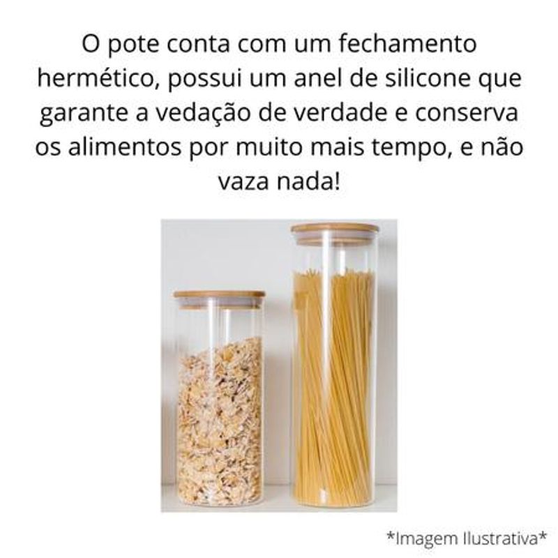 Pote de Vidro com Tampa de Bambu Circular Mantimento 800ml