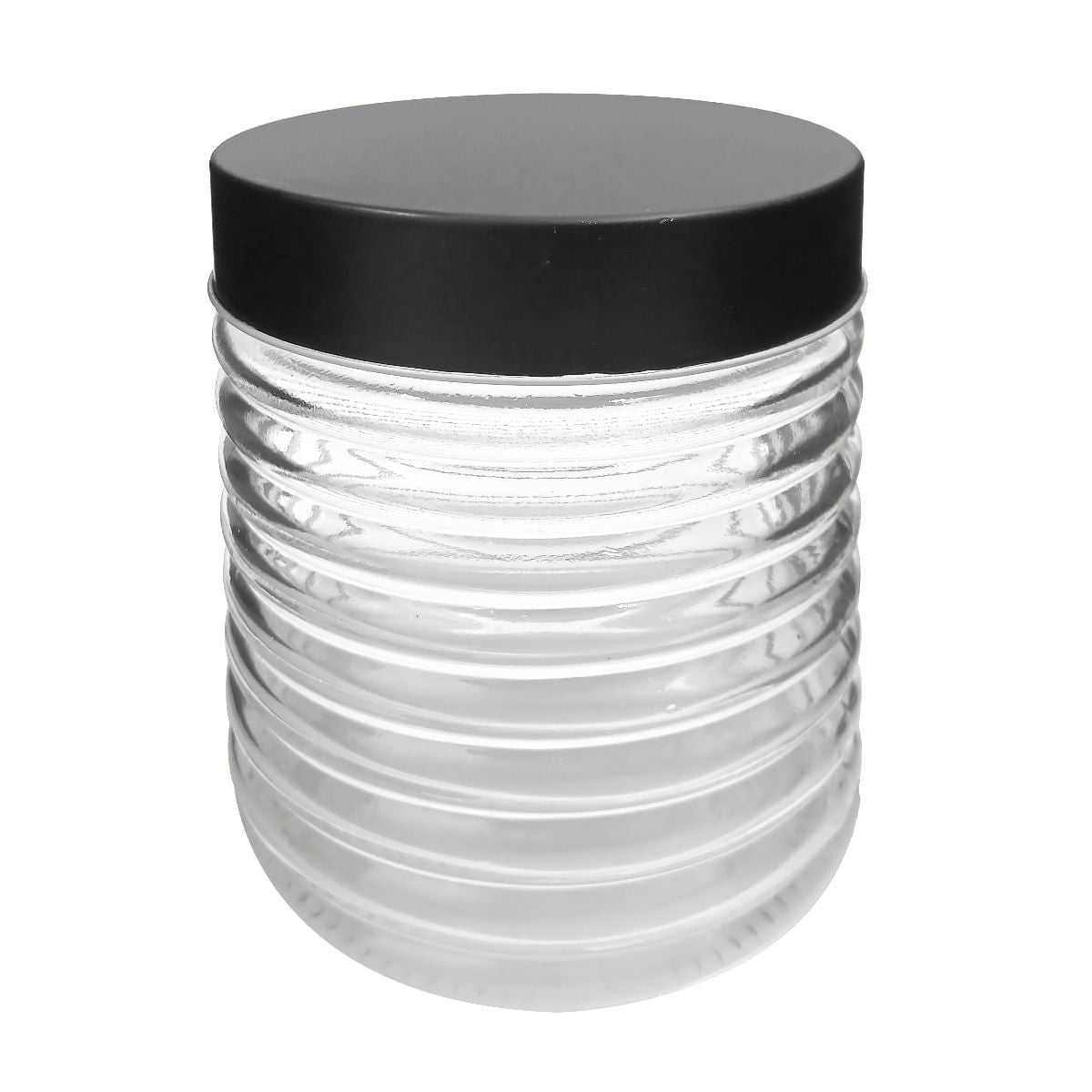 Pote Redondo de Vidro Fontana com Tampa Preta 1,2L