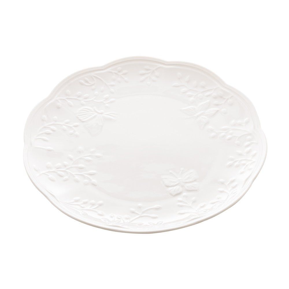 Prato Para Sobremesa De Porcelana New Bone Butterfly Flower 19x19x2cm Lyor