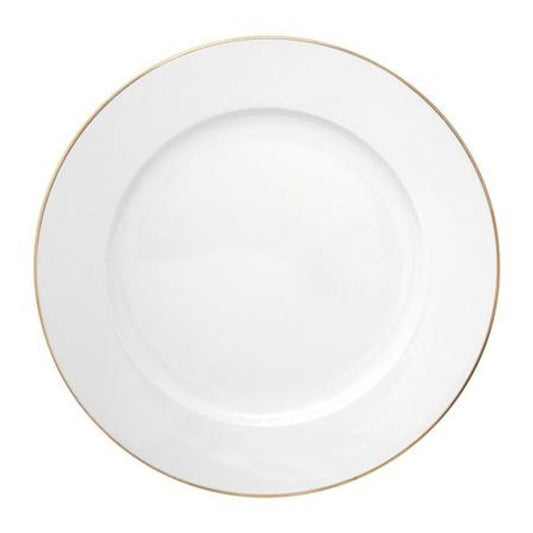 Prato Raso Porcelana Branco com Borda Dourada 27cm