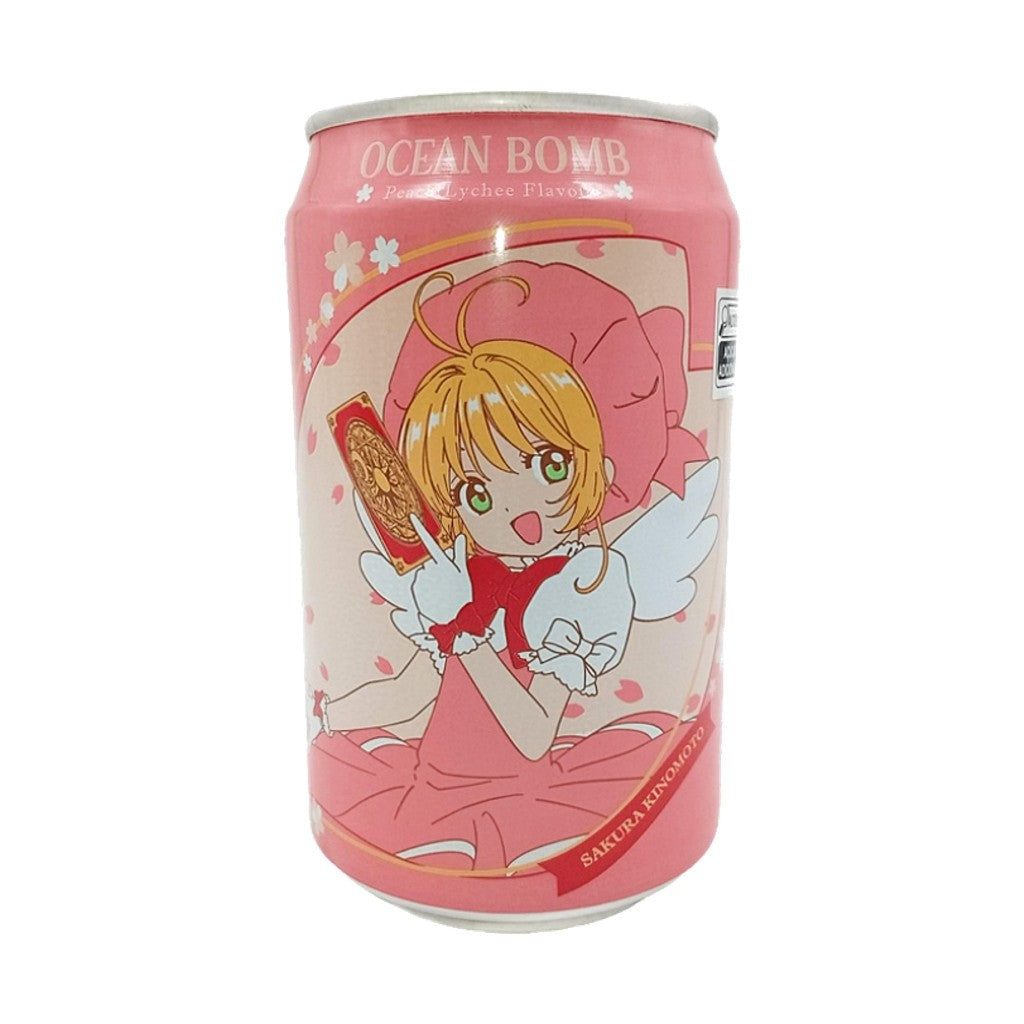 Refrigerante Sabor Pêssego e Lichia Sakura Card Captors 330ml Ocean Bomb