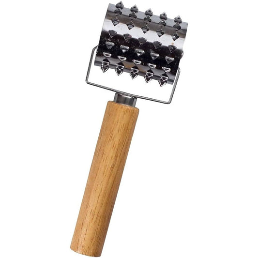 Rolo Amaciador de Carne de Metal e Madeira