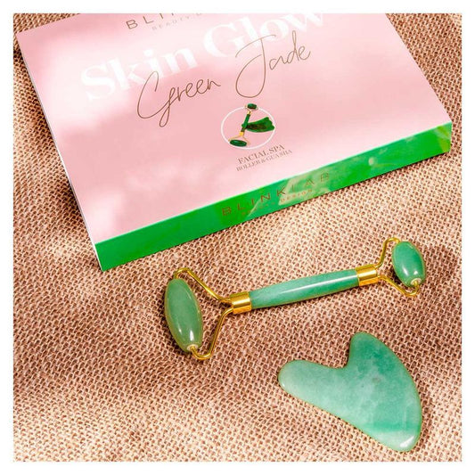 Rolo e Guasha de Jade Verde para Massagem Facial Lala Rudge