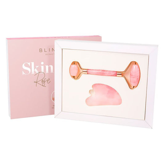 Rolo e Guasha de Quartzo Rosa para Massagem Facial Lala Rudge - Blinklab