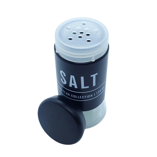 Saleiro Manhattan Em Vidro E Aço Inox Preto 120ml