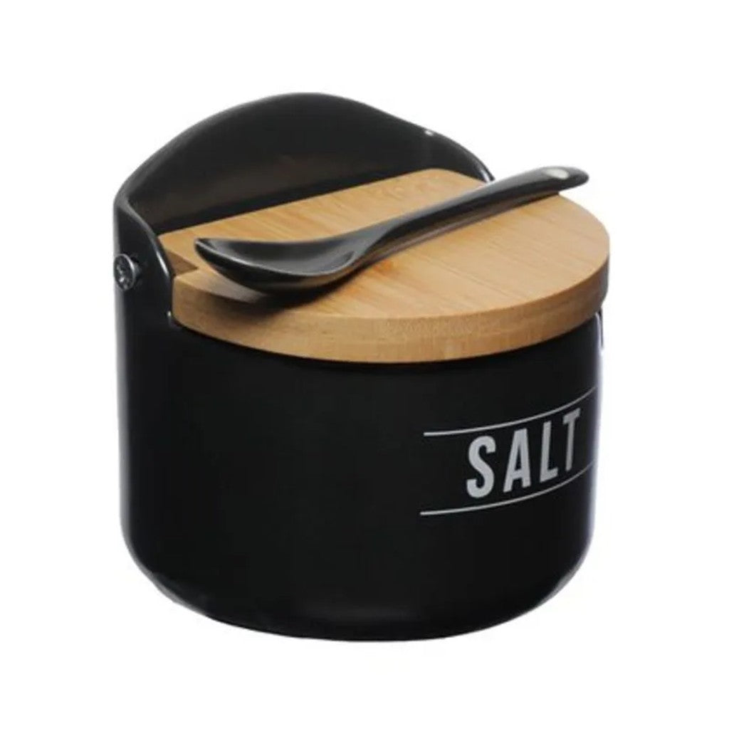 Saleiro em Porcelana e Bambu Preto Manhattan 290ml Hauskraft