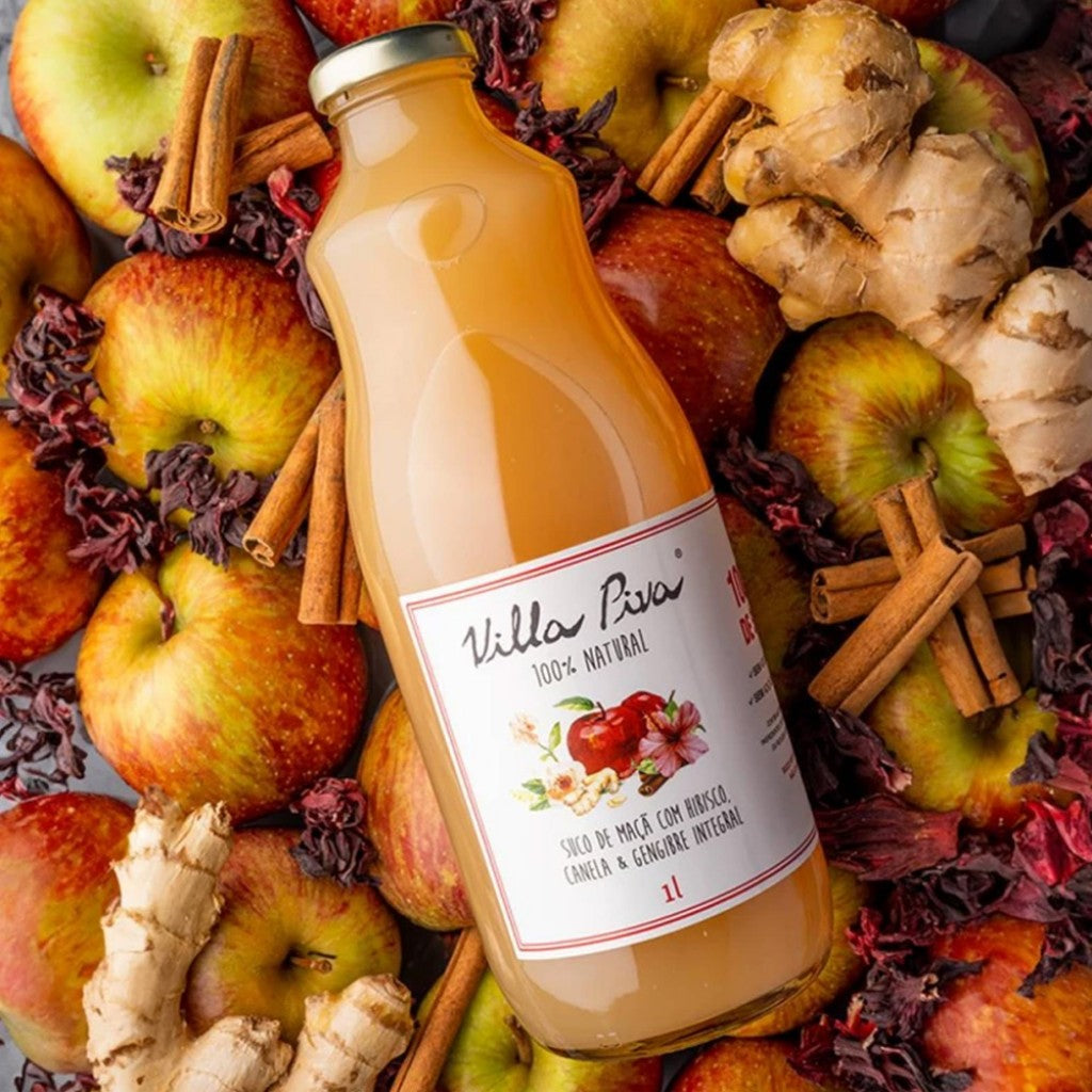 Suco Maçã Hibisco Canela Gengibre 1L Villa Piva