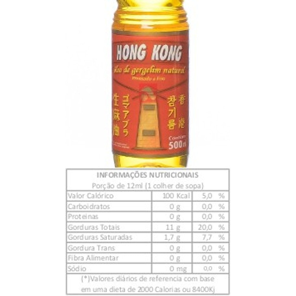 Óleo de Gergelim Natural Hong Kong 100% Puro Prensado a Frio 500ml