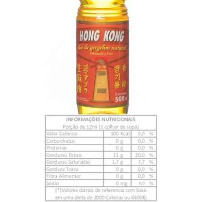 Óleo de Gergelim Natural Hong Kong 100% Puro Prensado a Frio 500ml