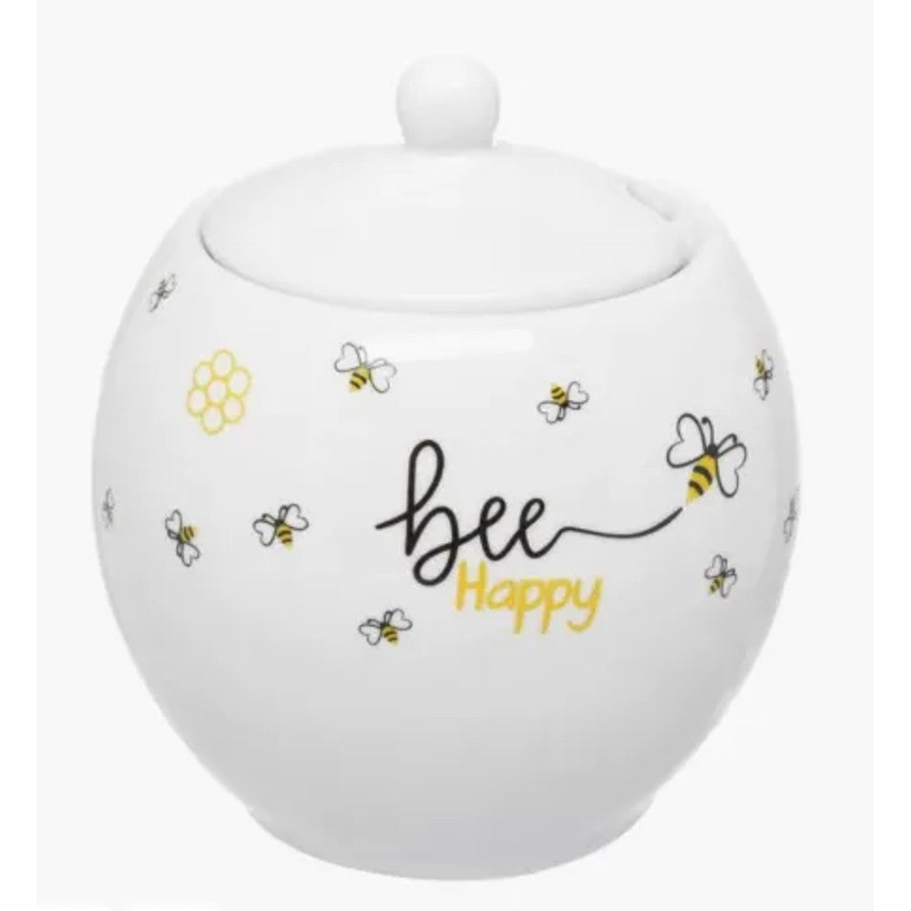 Açucareiro de Porcelana Hauskraft Honey 350ml com Colher