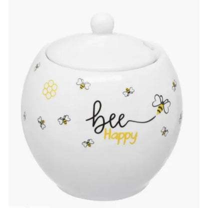 Açucareiro de Porcelana Hauskraft Honey 350ml com Colher