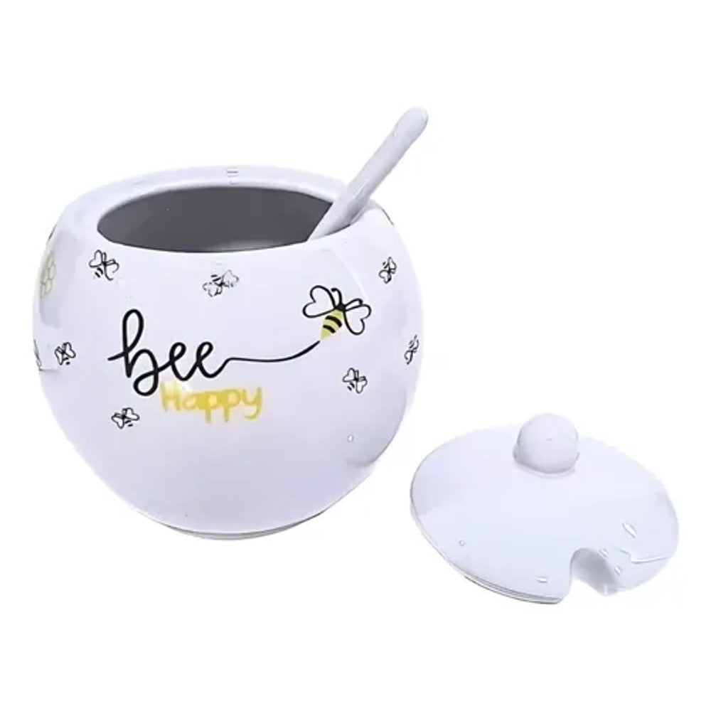 Açucareiro de Porcelana Hauskraft Honey 350ml com Colher