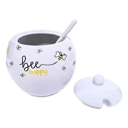 Açucareiro de Porcelana Hauskraft Honey 350ml com Colher