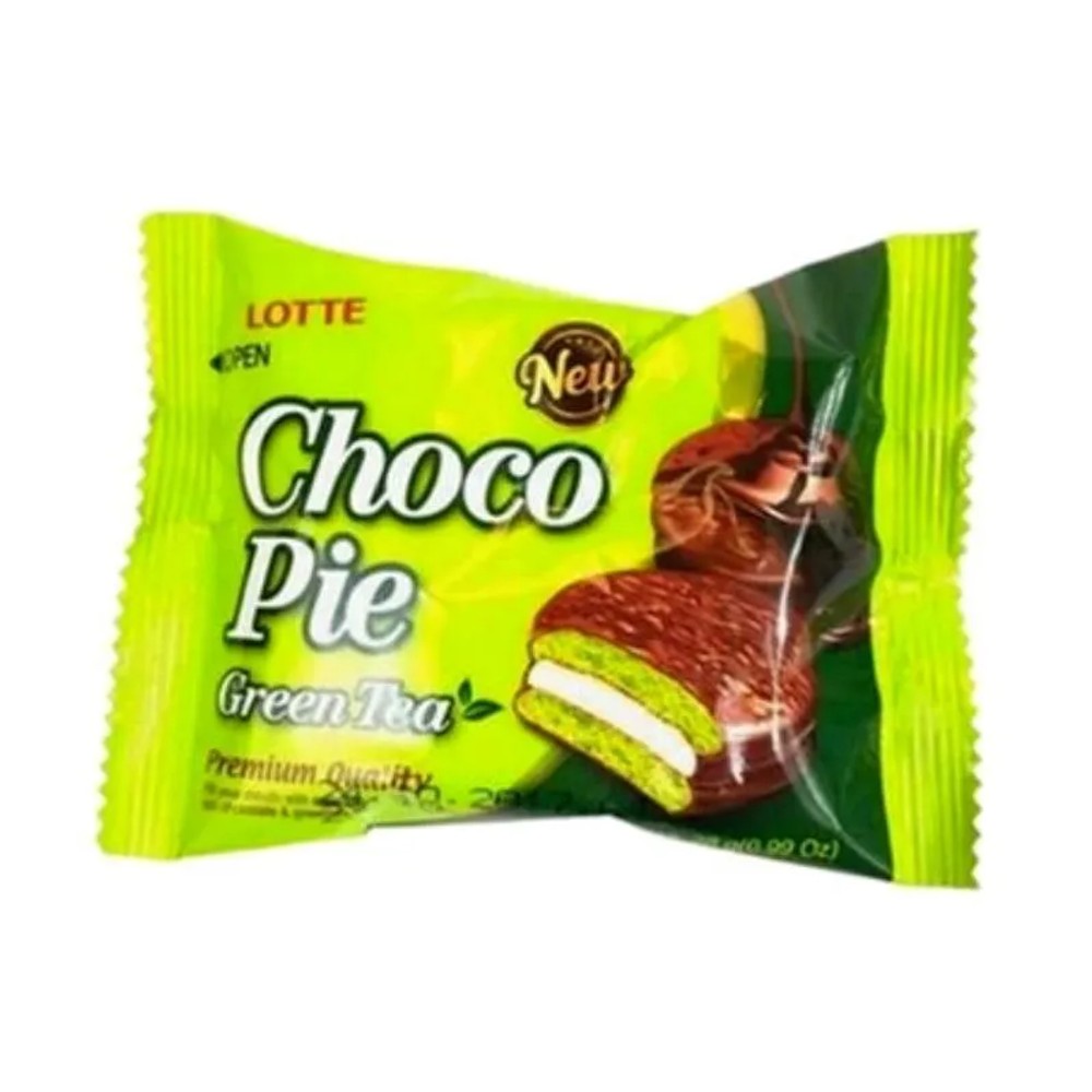 Alfajor Lotte Choco Pie Chá Verde 336g 12 Unidades