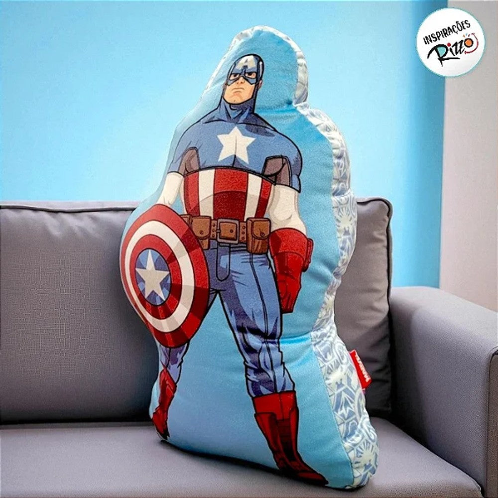 Almofada Escudo Capitão América Marvel Zona Criativa Aveludada