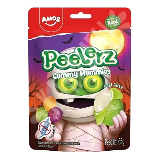 Bala de Gelatina Gummy Mummies Amos Peelerz Sabores Frutas 65g