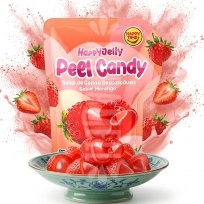 Bala de Goma Descascável Happyjelly Lotte Sabor Morango 75g