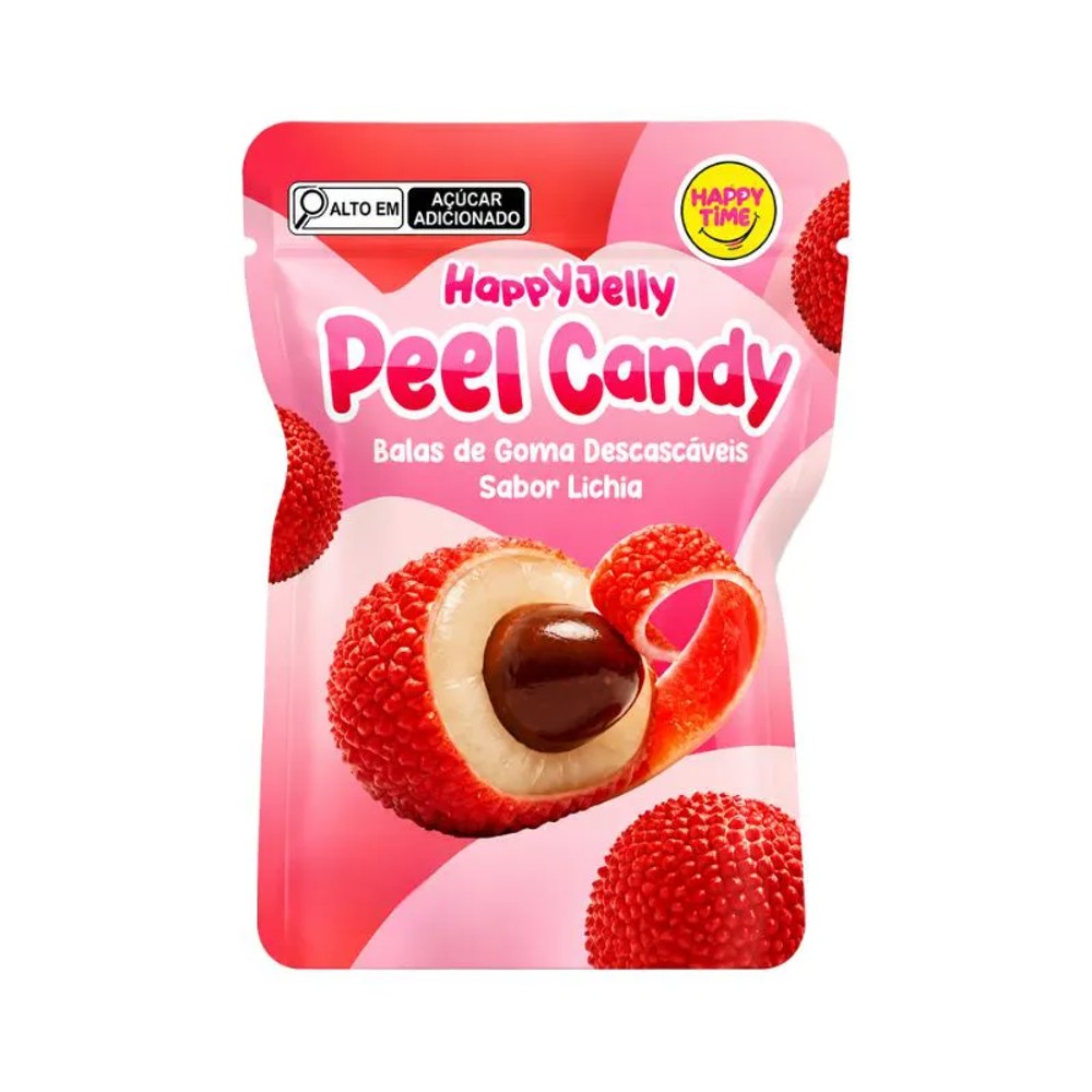 Bala de Goma Descascável Lotte HappyJelly Sabor Lichia 75g