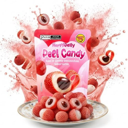 Bala de Goma Descascável Lotte HappyJelly Sabor Lichia 75g