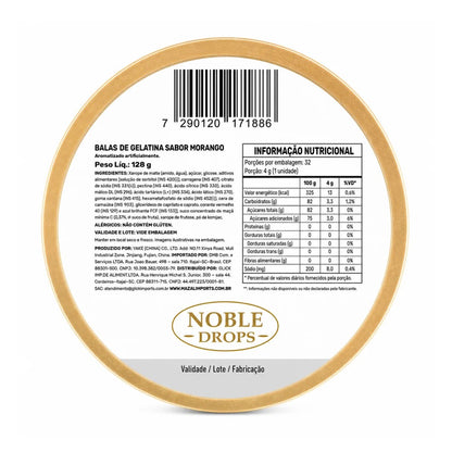 Bala de Goma Morango Noble Drops Empório Daruma 128g