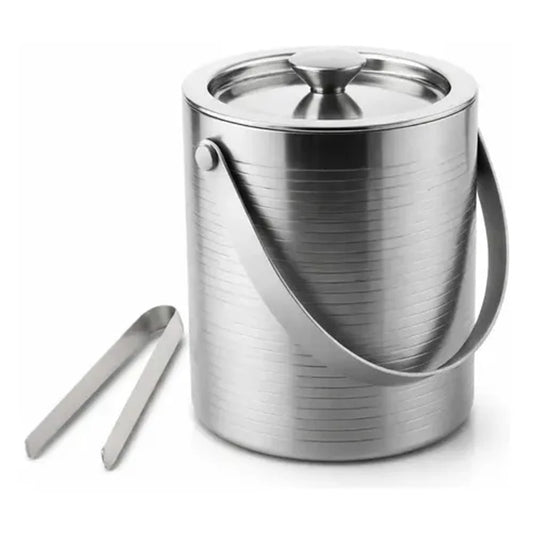 Balde para Gelo Bartender Forma Inox 1,3L com Pinça