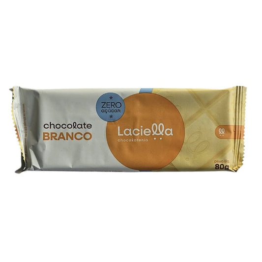 Barra de Chocolate Branco Zero Açúcar Laciella 80g Cremosa