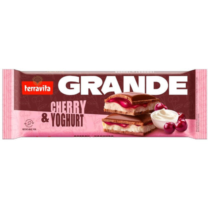 Barra de Chocolate ao Leite Terravita Recheio Cremoso de Iogurte e Cereja 235g