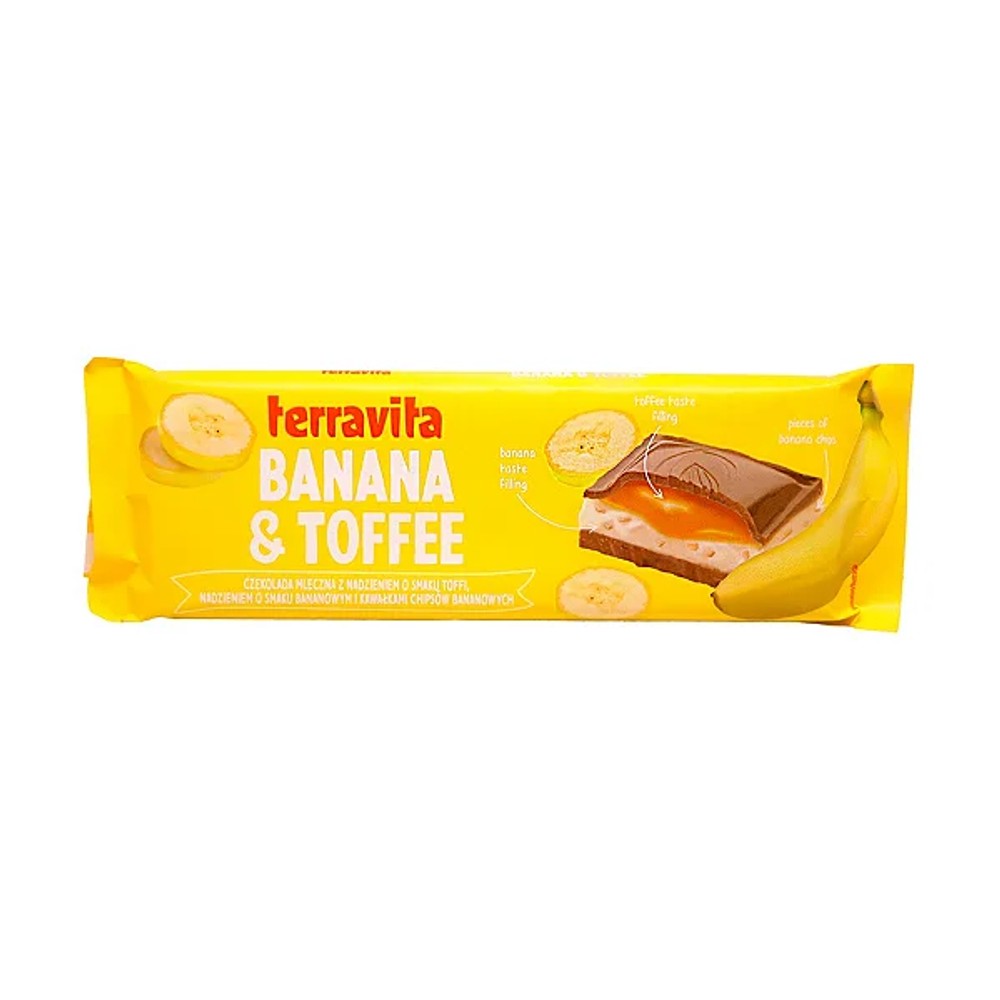 Barra de Chocolate ao Leite Terravita Recheio de Banana e Toffee 235g