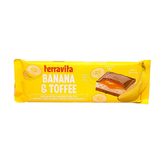 Barra de Chocolate ao Leite Terravita Recheio de Banana e Toffee 235g