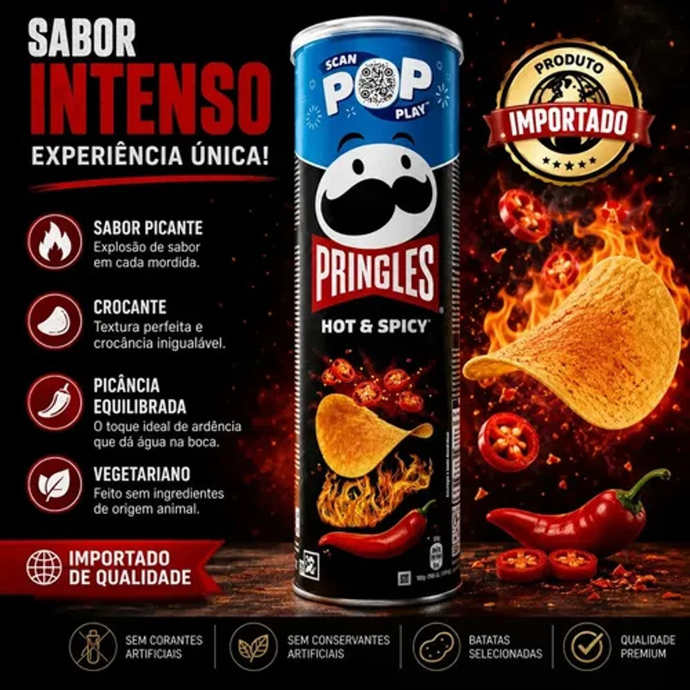 Batata Chips Pringles Hot & Spicy Pimenta Picante 175g