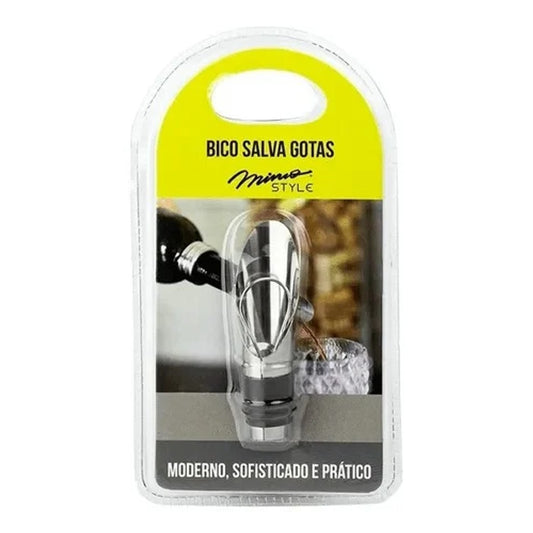Bico Salva Gotas Mimo Style Inox para Vinho com Tampa