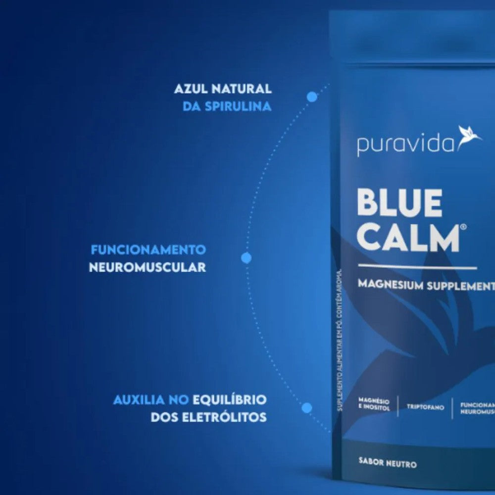 Blue Calm Magnésio e Inositol Puravida Suplemento em Pó Sabor Neutro 175g