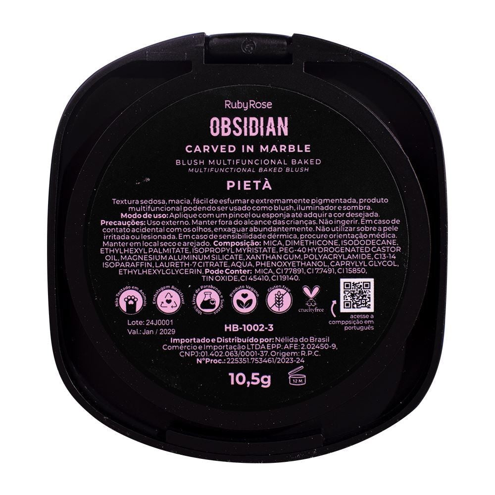 Blush Ruby Rose Carved Obsidian Pieta Alta Pigmentação Longa Duração