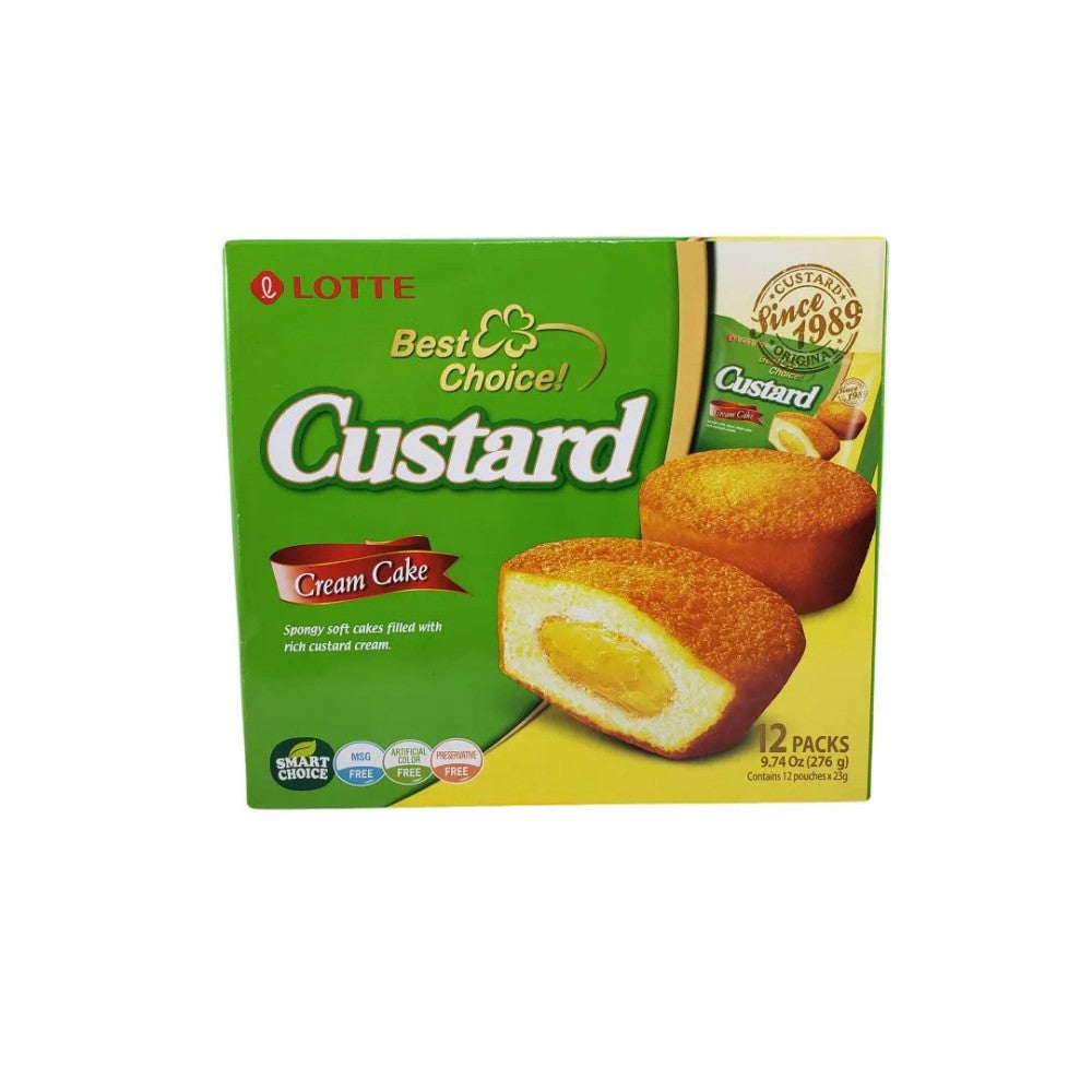Bolo Lotte Creme Custard 276g com 12 Unidades