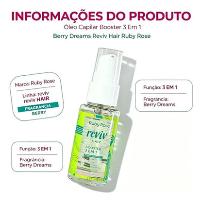 Booster Capilar Ruby Rose Reviv Hair 3 em 1 Berry Dreams 30ml