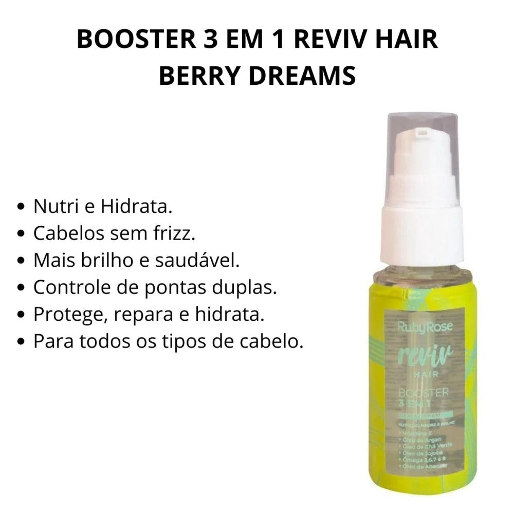 Booster Capilar Ruby Rose Reviv Hair 3 em 1 Berry Dreams 30ml