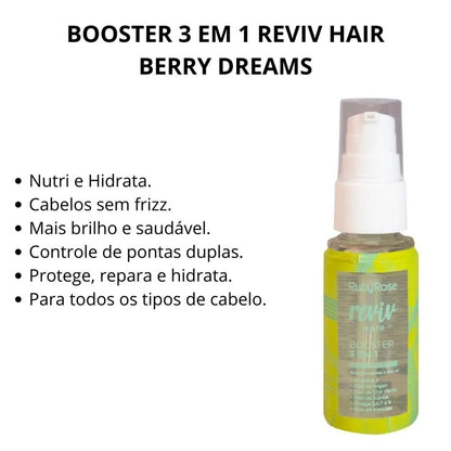 Booster Capilar Ruby Rose Reviv Hair 3 em 1 Berry Dreams 30ml