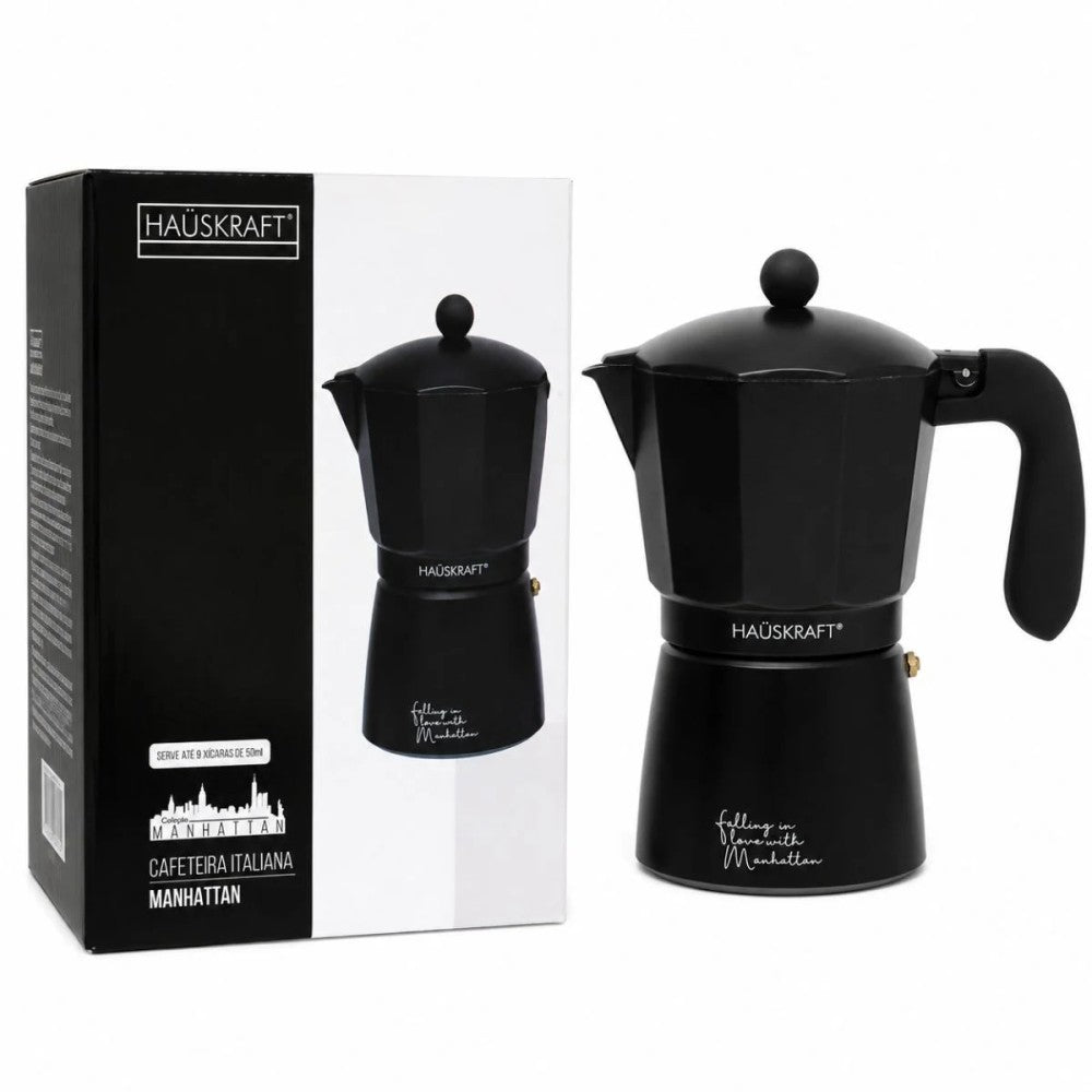 Cafeteira Italiana Hauskraft Manhattan Preta 450ml 9 Xícaras