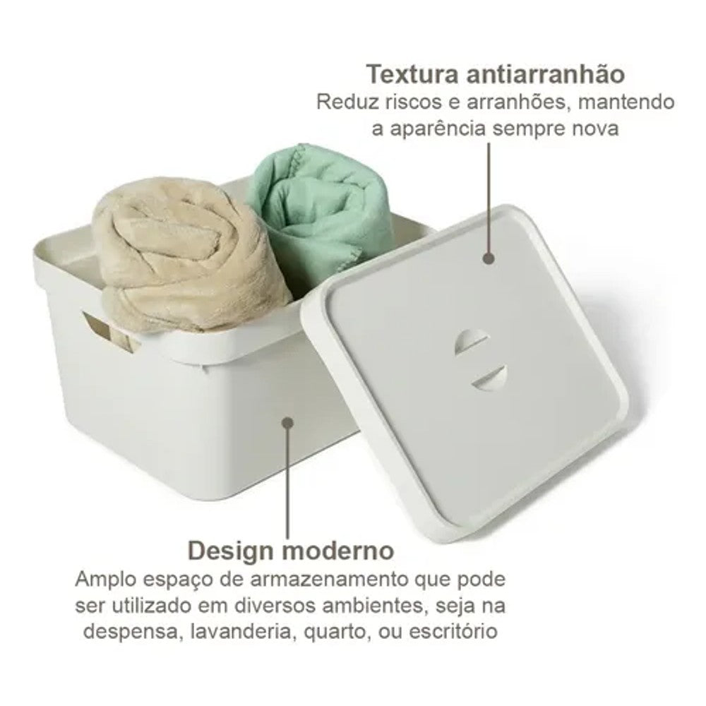 Caixa Organizadora com Tampa Cube 18L Branca Ou