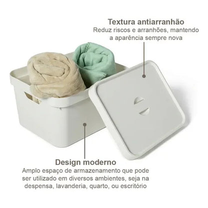 Caixa Organizadora com Tampa Cube 18L Branca Ou
