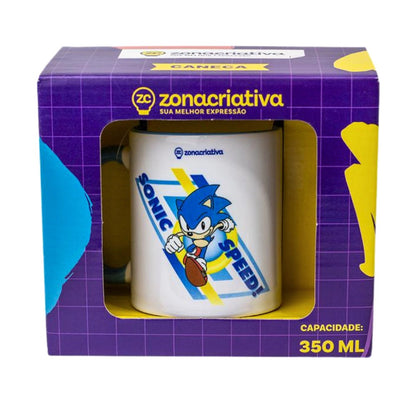 Caneca Sonic The Hedgehog 350ml Porcelana Zona Criativa Oficial
