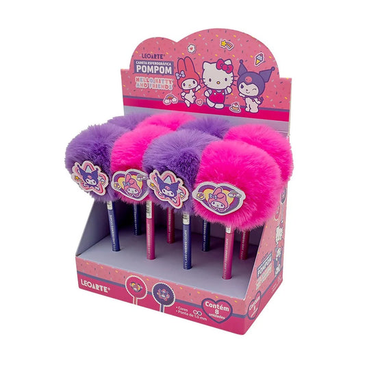 Caneta Esferográfica Pompom Hello Kitty e Amigos LeoArte 1.0mm
