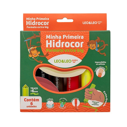 Canetinha Hidrocor Extra Big Leo&Leo Minha Primeira 6 Cores