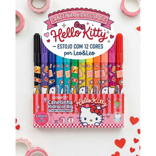 Canetinha Hidrocor Jumbo Hello Kitty Leo&Leo 12 Cores